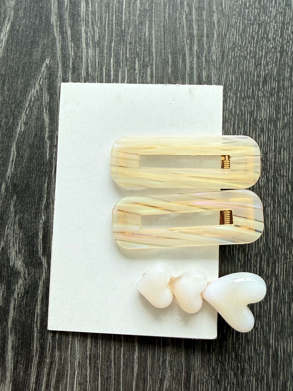 Neutral Ivory Heart & Rectangle Hair Clip Set – Women Accessories